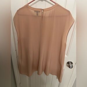 EILEEN FISHER Large DUNE Peach Georgette Crepe Sleeveless Shirt L